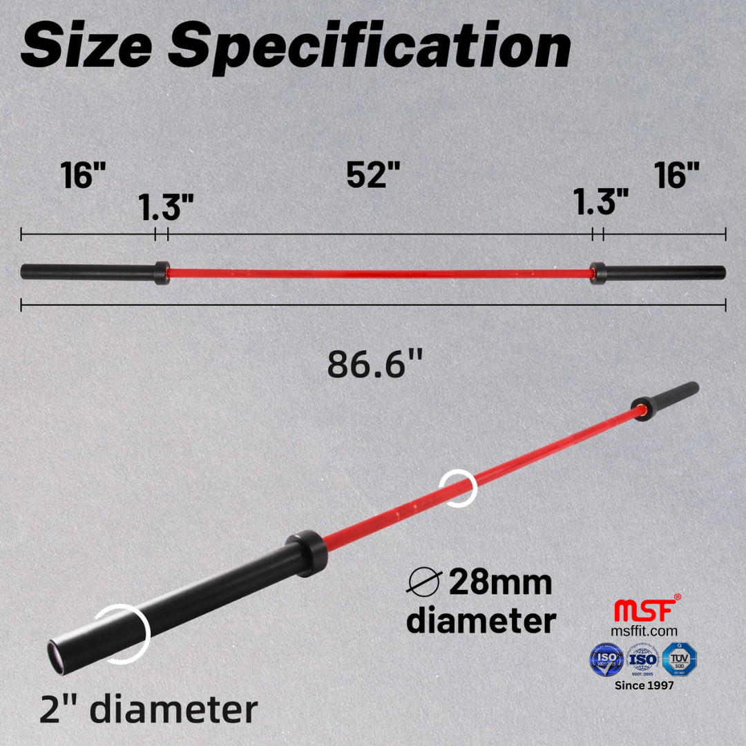 Olympic Barbell Red/Black Color 7.2 Feet