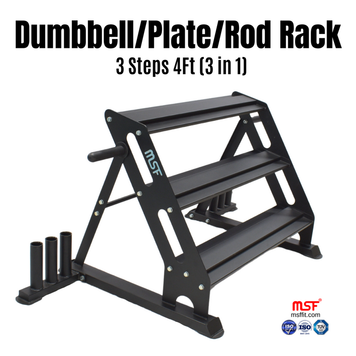 Dumbbell Stand 3 Steps 3in1 (For Dumbbells, Plates & Rods)