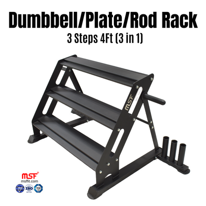 Dumbbell Stand 3 Steps 3in1 (For Dumbbells, Plates & Rods)