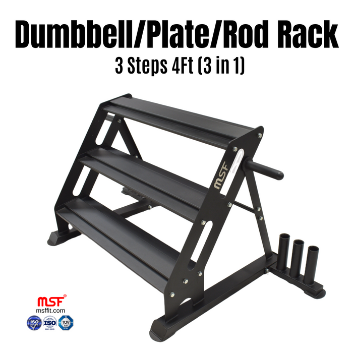 Dumbbell Stand 3 Steps 3in1 (For Dumbbells, Plates & Rods)