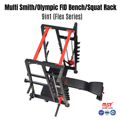 Multi Smith Olympic FID Bench Squat Rack 9in1 ( Flex Series)