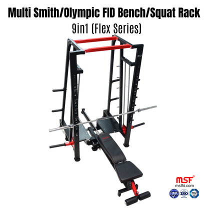 Multi Smith Olympic FID Bench Squat Rack 9in1 ( Flex Series)