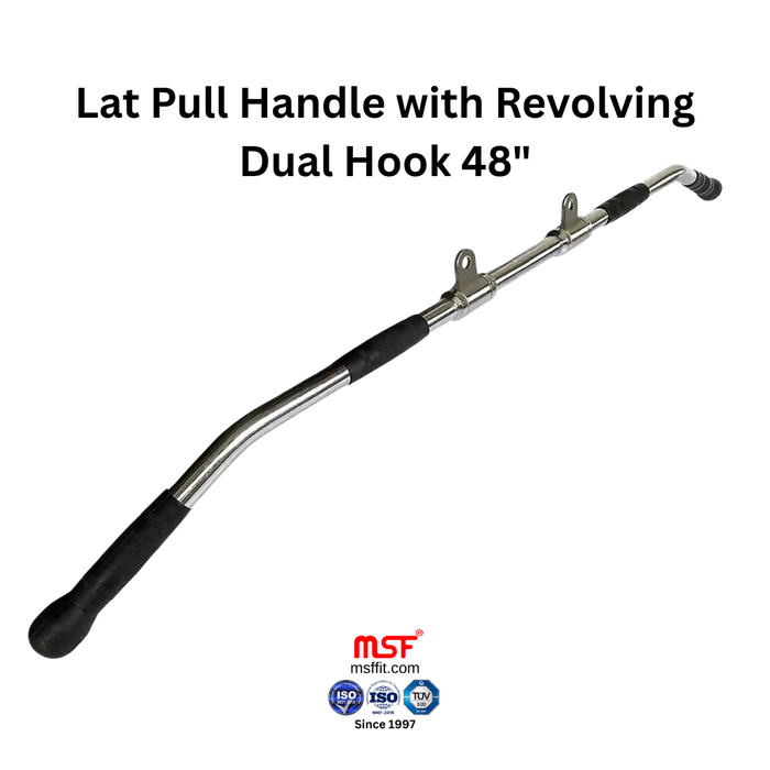 Lat Pull Handle with Revolving Dual Hook 48"