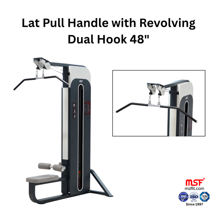 Lat Pull Handle with Revolving Dual Hook 48"